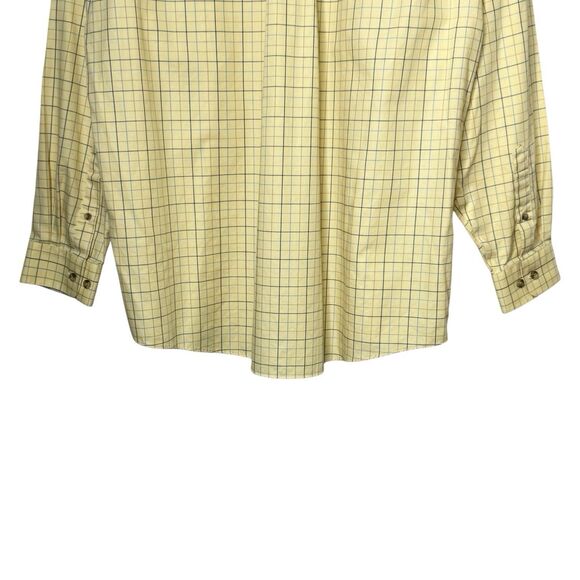 LL Bean Mens Size Large Traditional Fot Yellow Blue Plaid Button Down Shirt - Picture 9 of 10